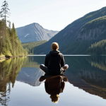 **A person sitting by a calm lake, reflecting on their thoughts and feelings. Soft, natural lighting.** (Based on the "Självreflektion: En spegel till ditt inre" section).